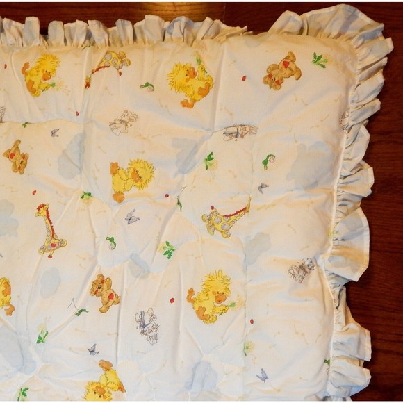 Little Suzys Zoo Baby Crib Quilt Duck Giraffe Bear Ruffled Edge Gerber - Picture 10 of 13